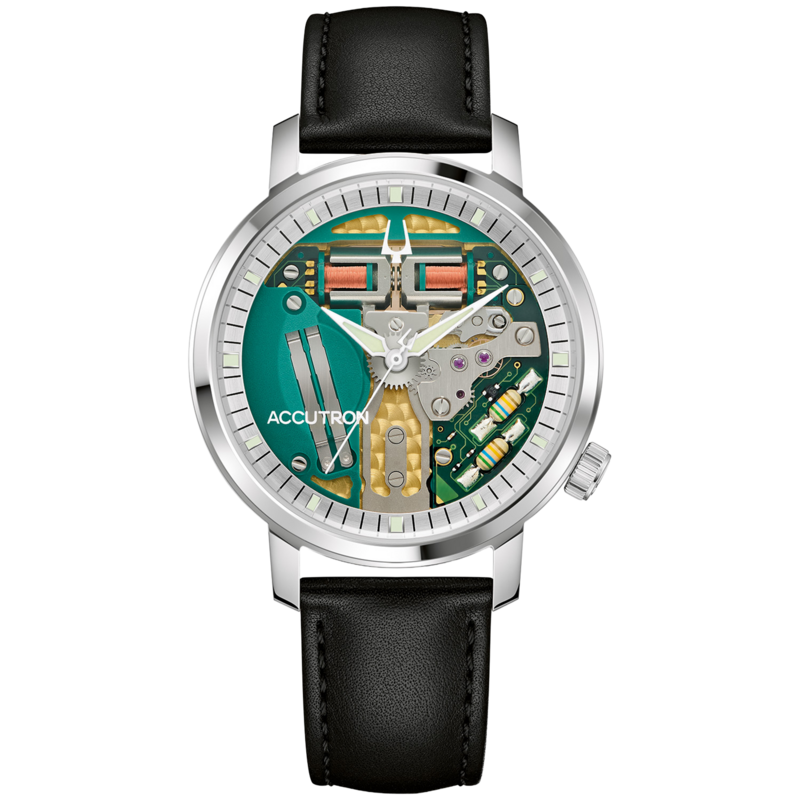 26A211 Herrenuhr Leder grün Ø 39 mm