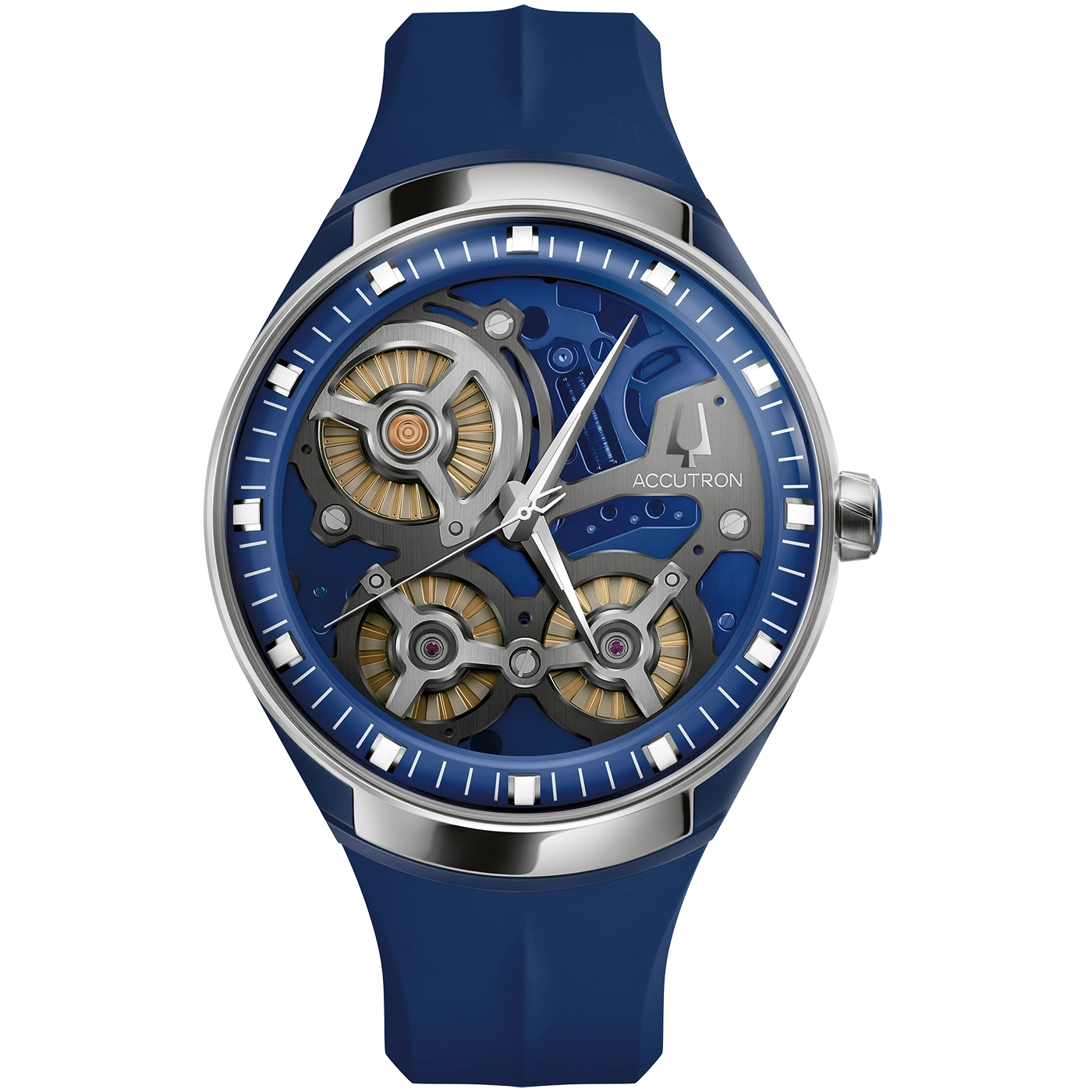 28A208 Herrenuhr Gummiband (EPDM Rubber) schwarz (mit Blau) Ø 45 mm