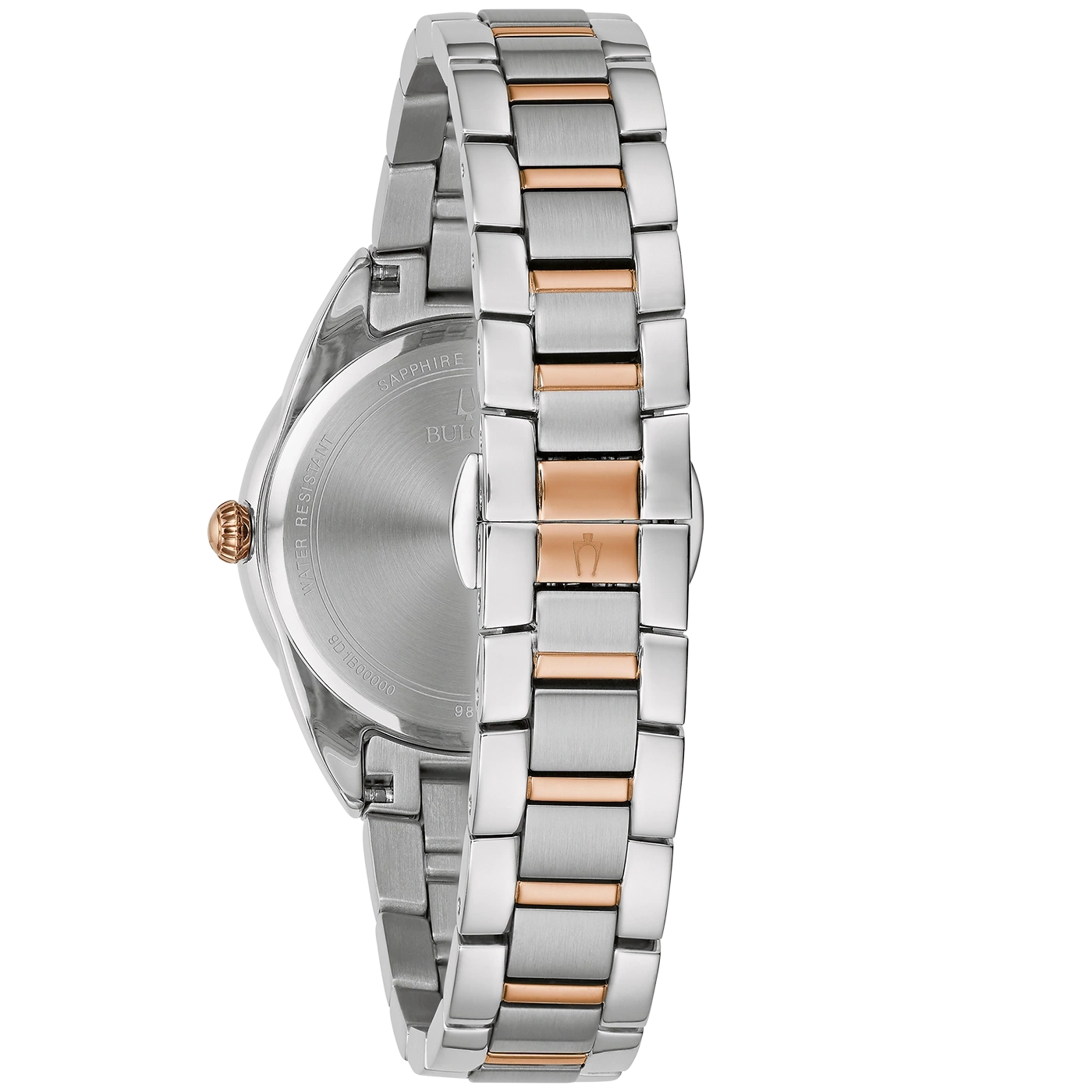 Uhr mit silbernem und roségoldfarbenem Armband, Nahaufnahme, Detailaufnahme