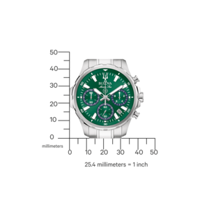 Bulova Marine Star Uhr, grün, silber, Chronograph, Millimeter, 25,4 mm = 1 Zoll.