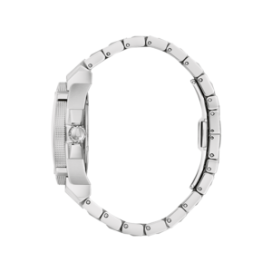 Uhr, silbernes Armband, Detailaufnahme, Seitenansicht, elegantes Design, Accessoire, Mode, Zeitmesser