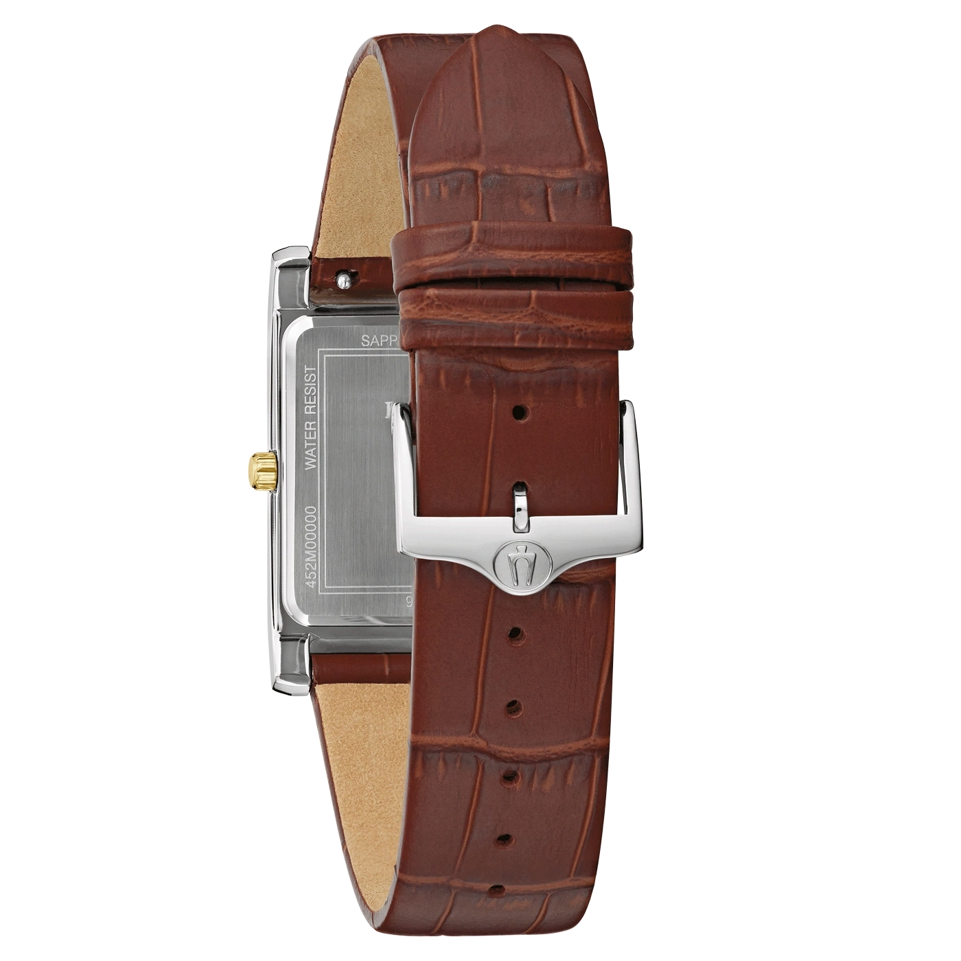 Braune Uhr mit Lederarmband und silberner Schnalle, Nahaufnahme