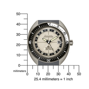 Bulova Oceanographer Uhr mit Messskala, 25.4 mm = 1 Zoll.