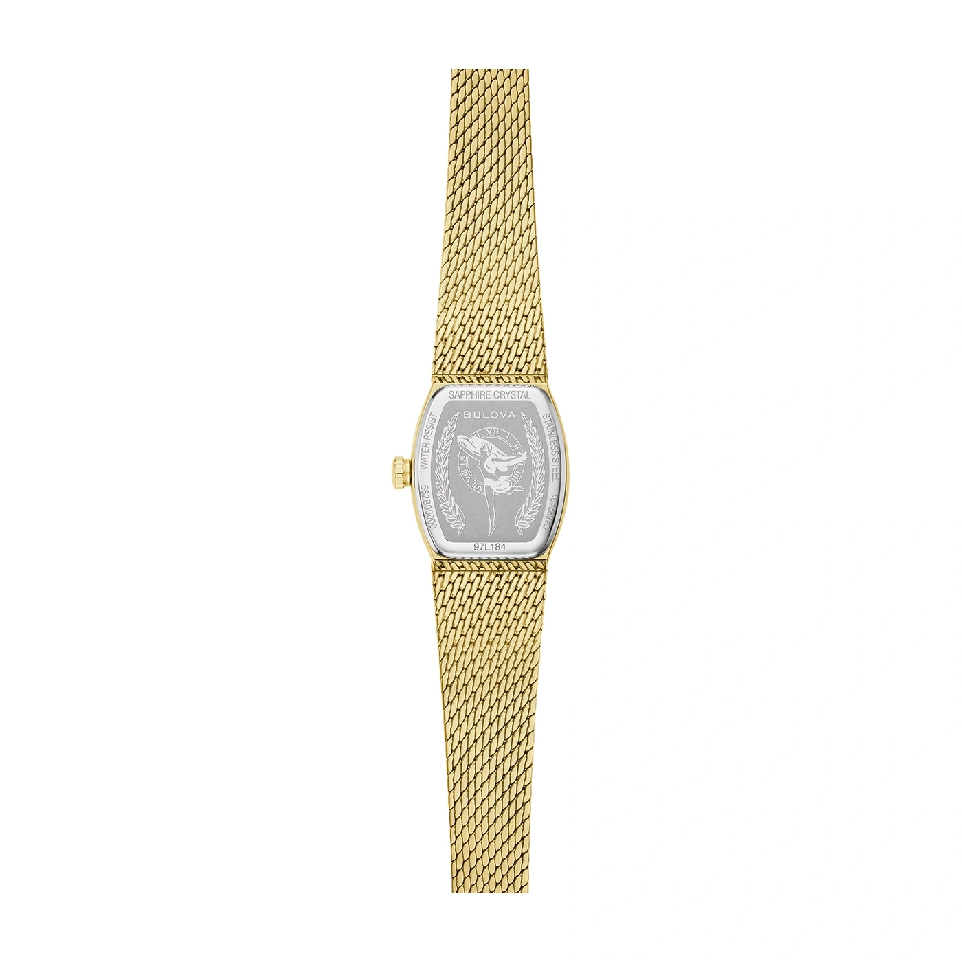Goldene Uhr mit Mesh-Armband, Bulova, Saphirglas, Edelstahl, 97L184