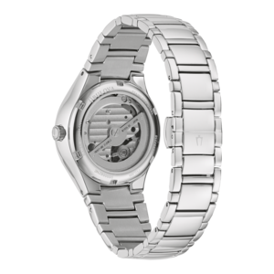 Bulova-Uhr, Edelstahl, transparentes Zifferblatt, japanisches Uhrwerk, 21 Juwelen, 96P247