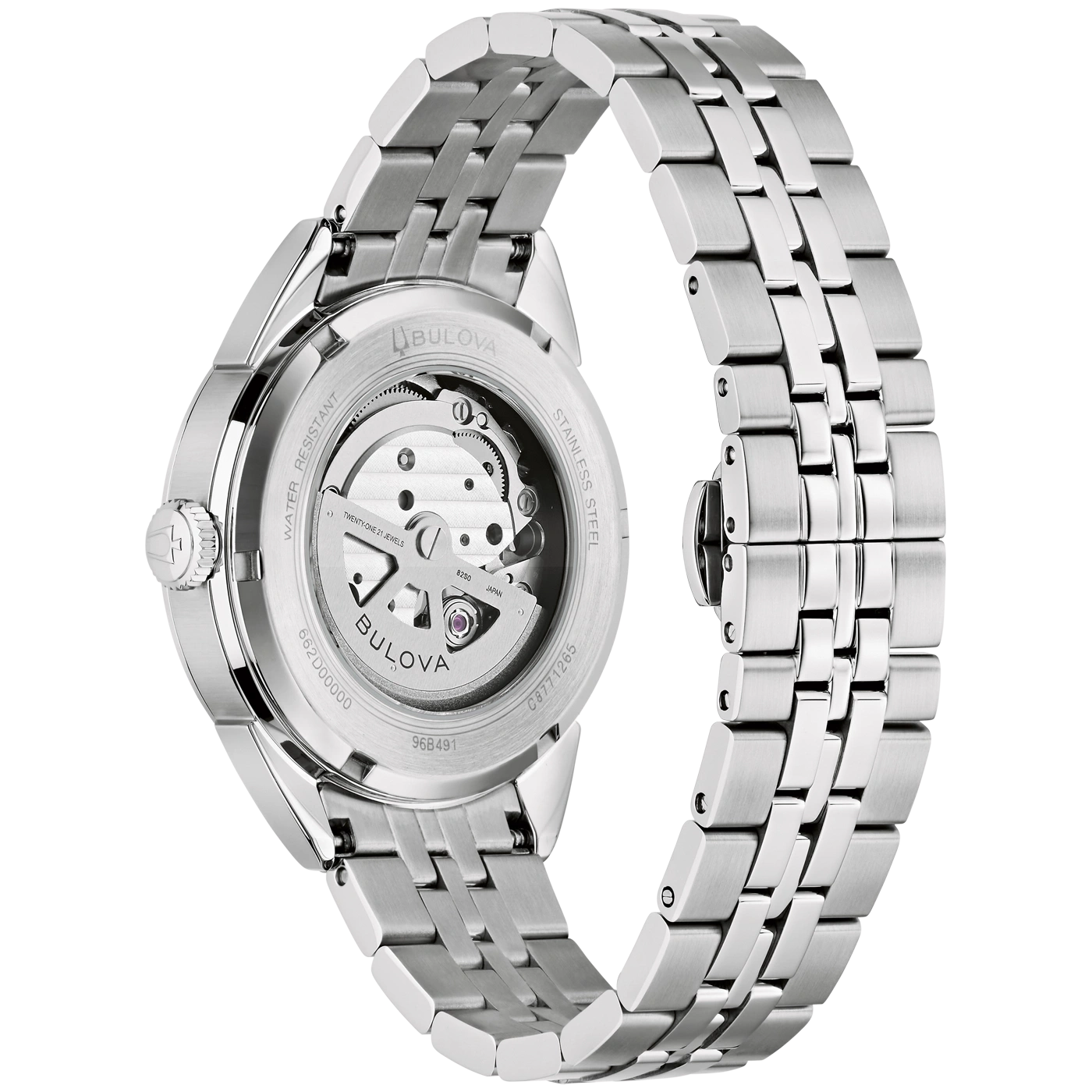 Eine silberne Herrenarmbanduhr mit Sichtfenster