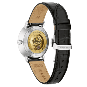 Bulova Uhr, Rückseite mit Details, Lederarmband, Limited Edition, Rat Pack.