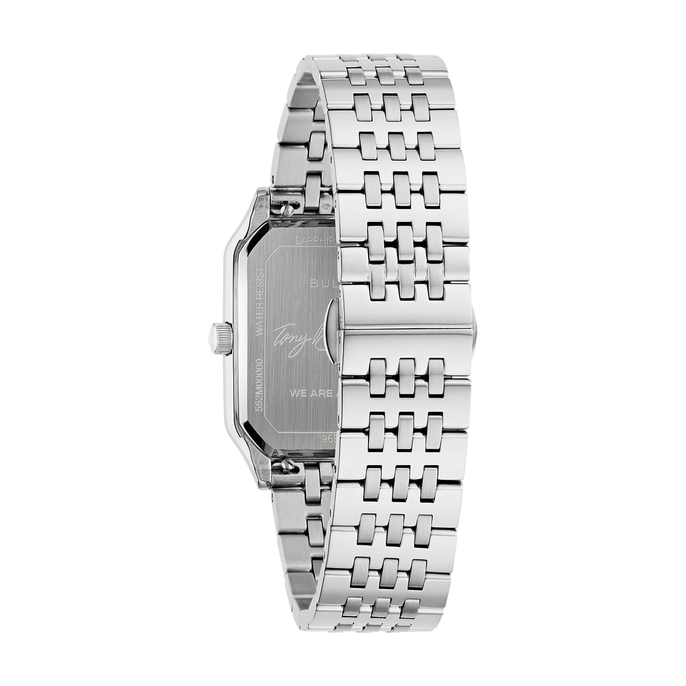 Uhr mit Metallarmband, Detailaufnahme, silberfarben, rechteckig, elegant, modern