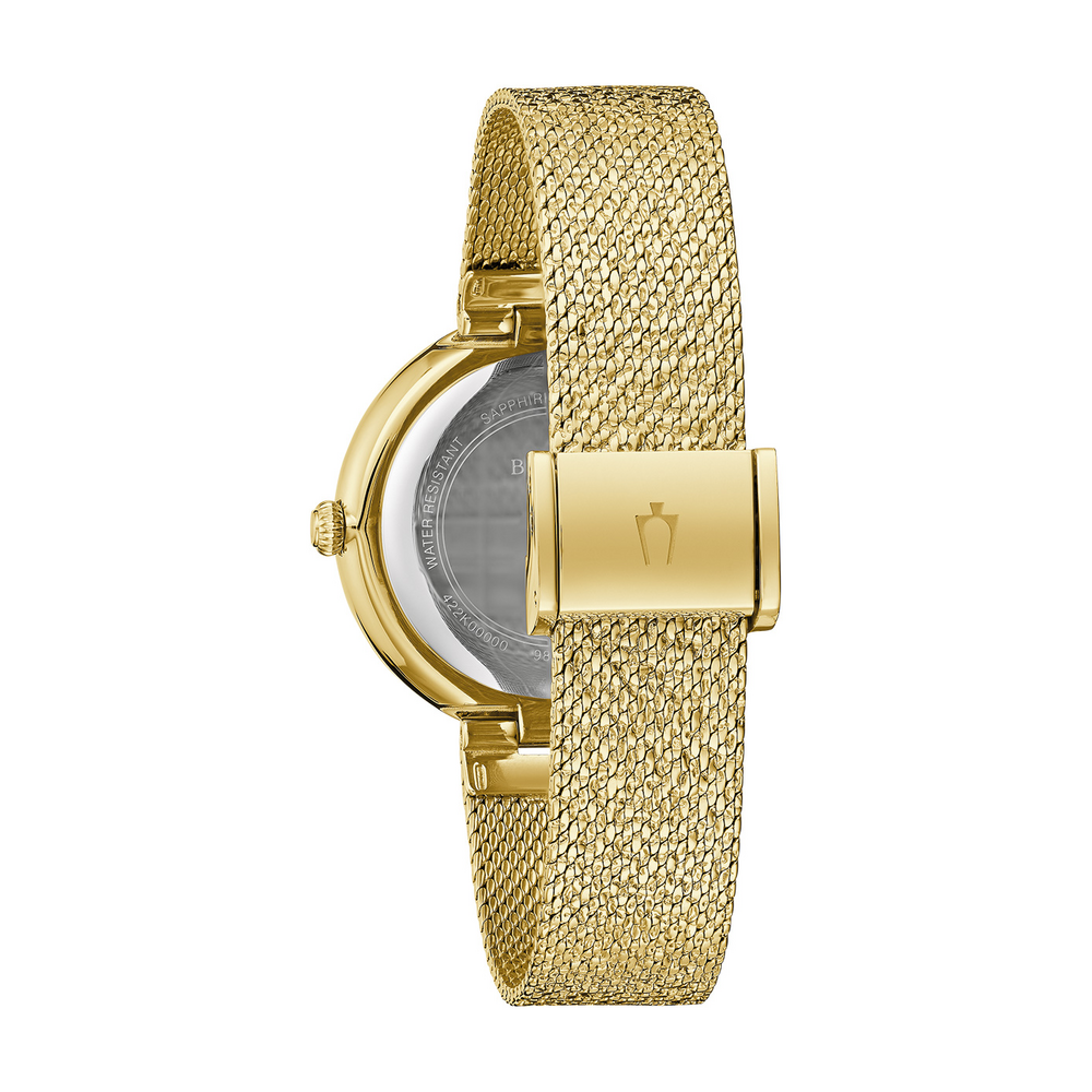 Goldene Uhr mit goldenem Armband, Nahaufnahme, Detailaufnahme, Schmuck