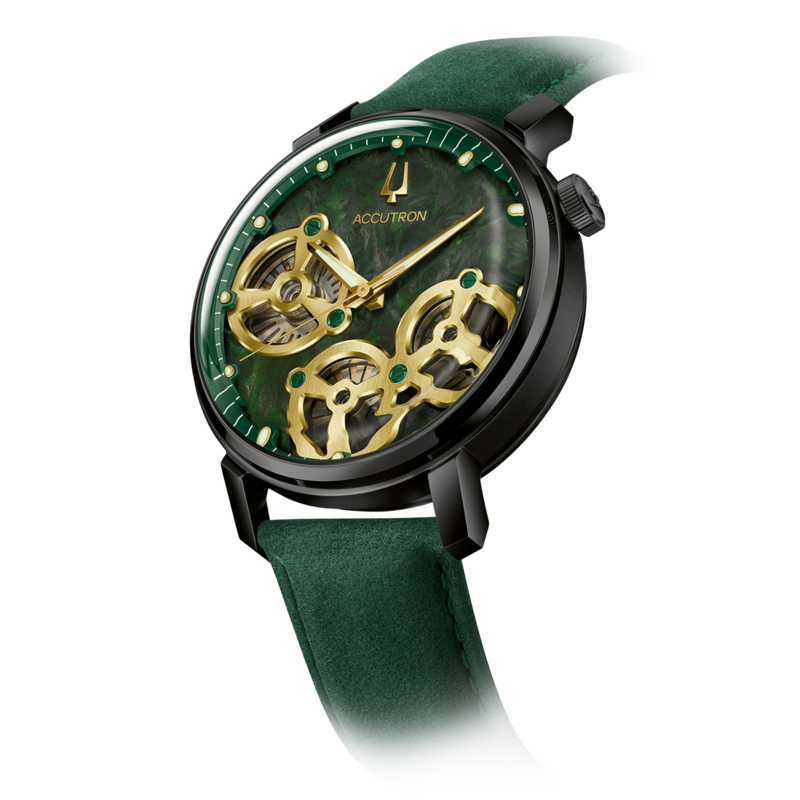 28A210 Herrenuhr Leder Grün Ø 43,5 mm