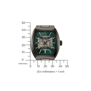 Bulova Uhr mit grünem Zifferblatt und transparentem Mechanismus, Automatik