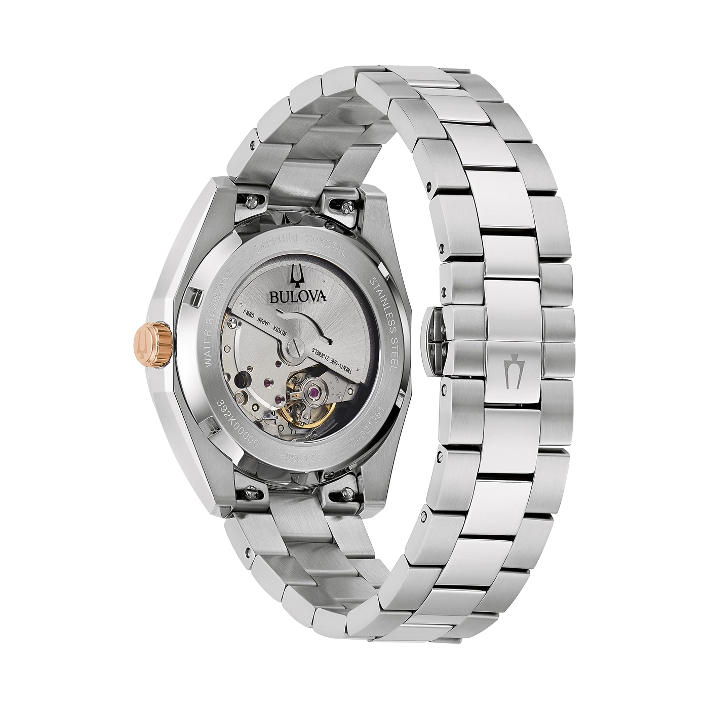 Bulova Uhr, Edelstahl, Saphirglas, wasserdicht, Automatikwerk, 21 Jewels, Miyota
