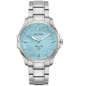 Bulova Marine Star Damenuhr mit blauem Zifferblatt und Diamanten
