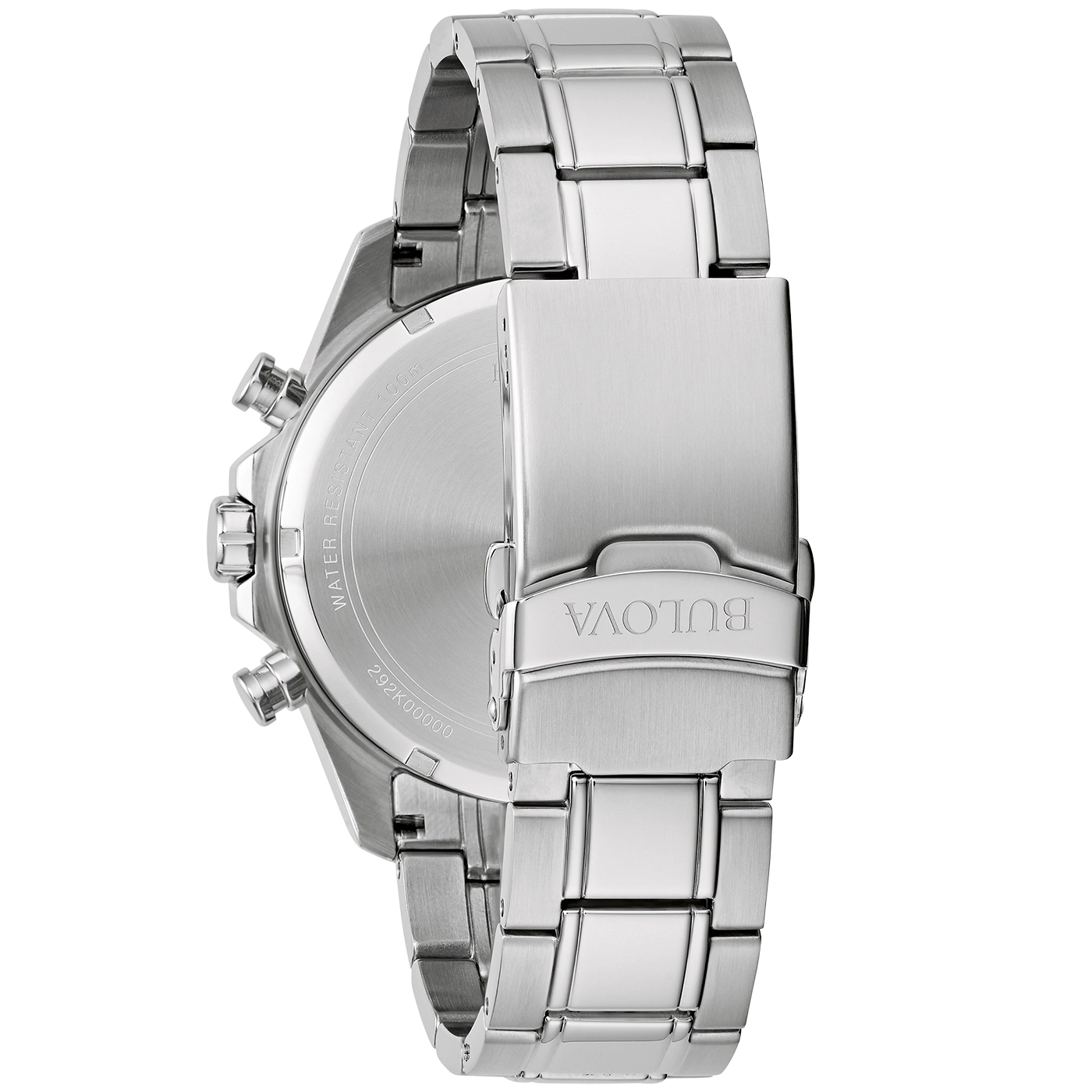 Bulova-Uhr, Edelstahlarmband, silberfarben, Detailaufnahme, Nahaufnahme, Uhrenarmband