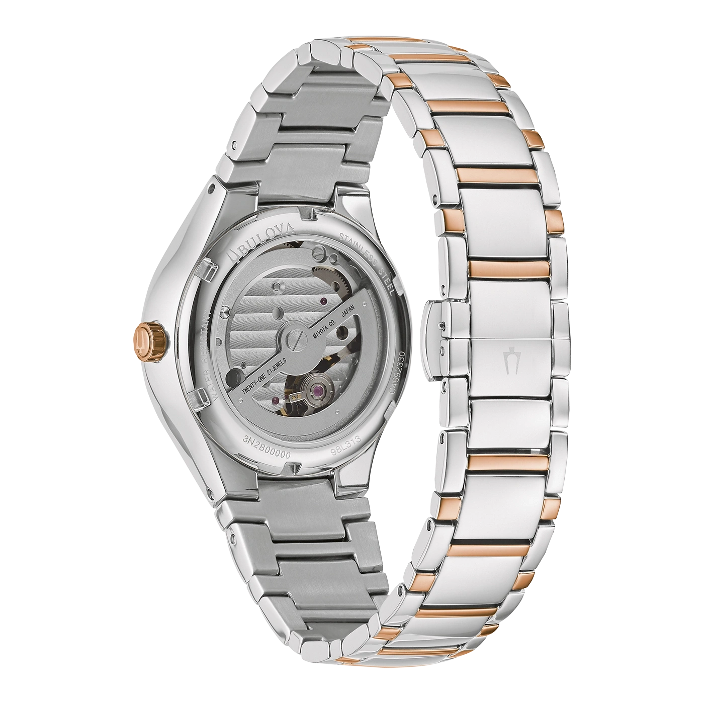 Bulova-Uhr, Edelstahl, Automatikwerk, Miyota, 21 Juwelen, 3N2800000, 98L313, C4692330
