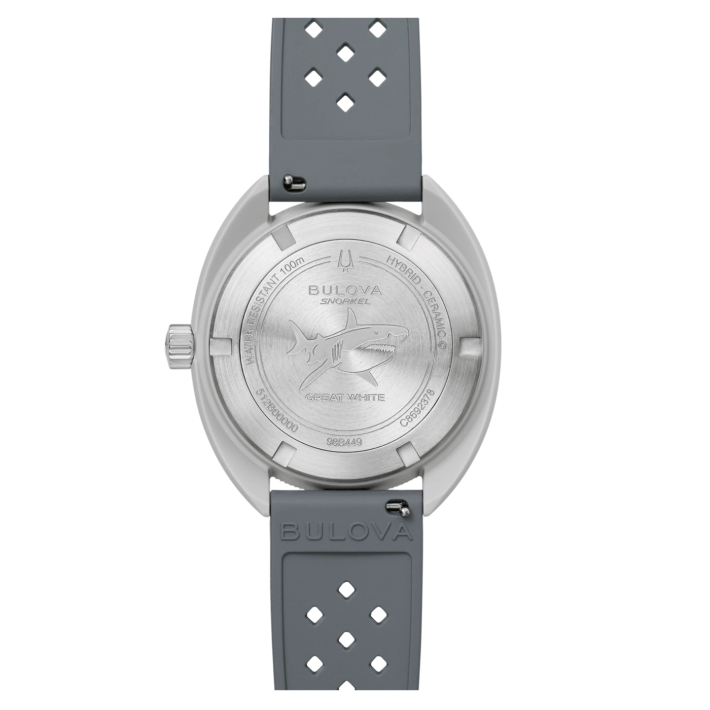 Bulova Snorkel Uhr, Rückseite mit Hai-Motiv, wasserdicht, Hybrid-Keramik