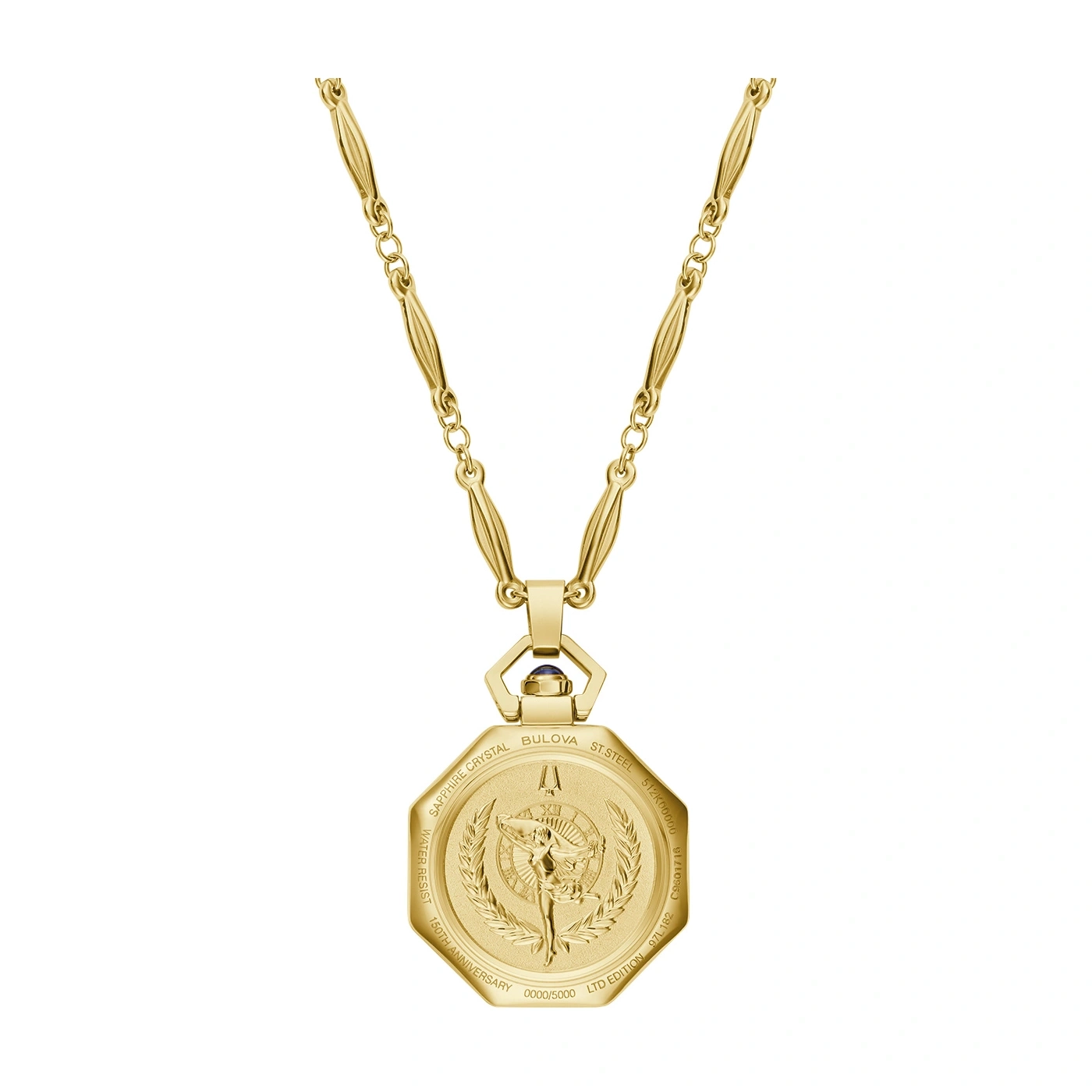 Goldene Halskette mit Anhänger, Detailaufnahme, Schmuck, Accessoire, Mode, Luxus