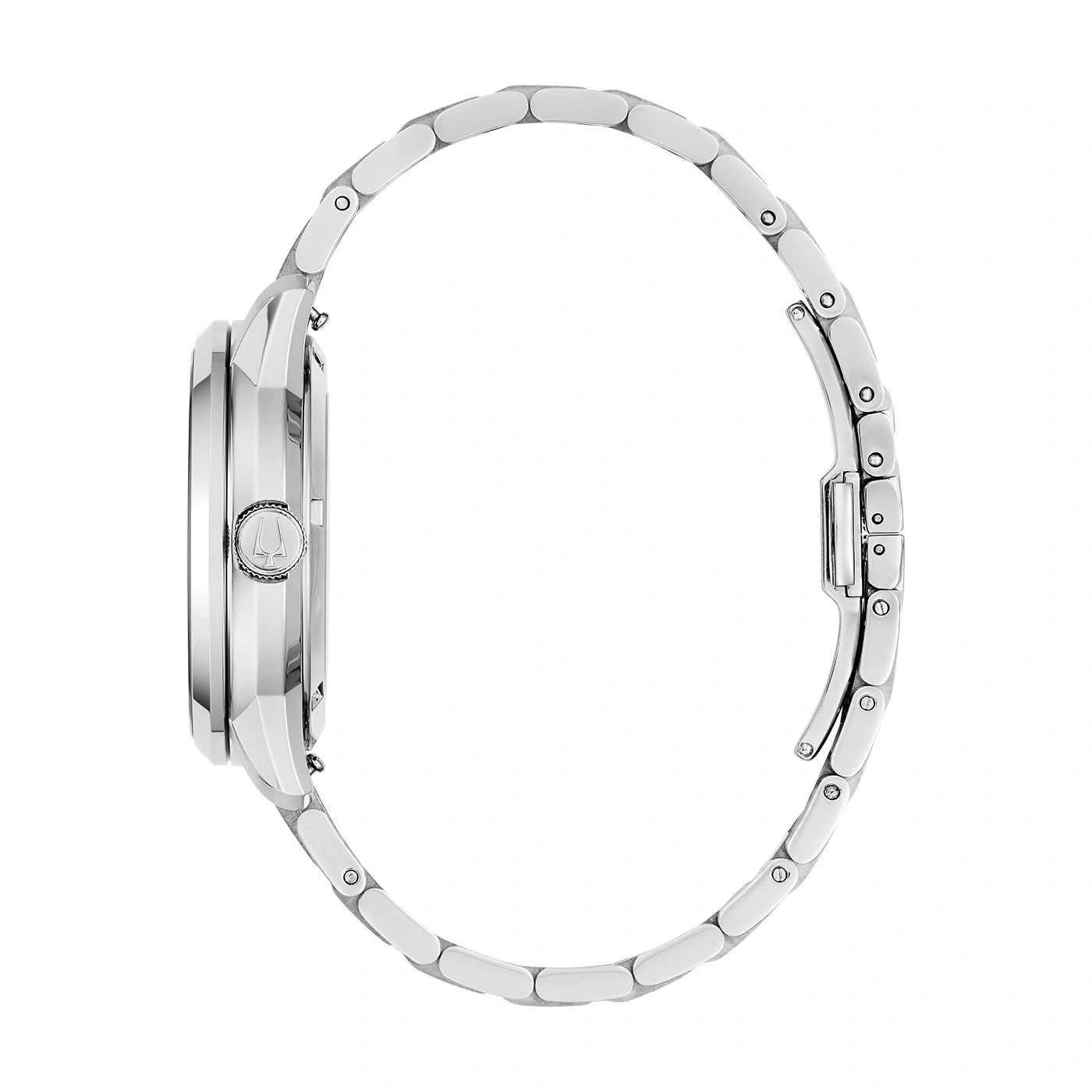 Silberne Uhr mit Armband, Seitenansicht, elegant und stilvoll, Accessoire, Mode