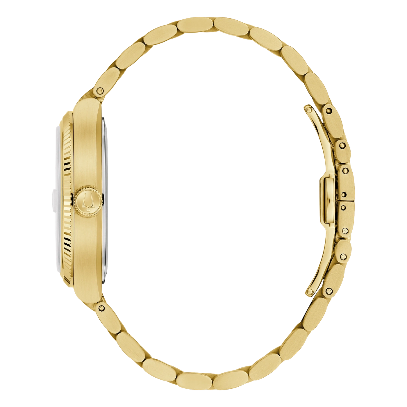 Eine goldene Armbanduhr von der Seite