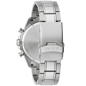 Bulova-Uhr, Edelstahlarmband, silberfarben, Detailaufnahme, Nahaufnahme, Uhrenarmband
