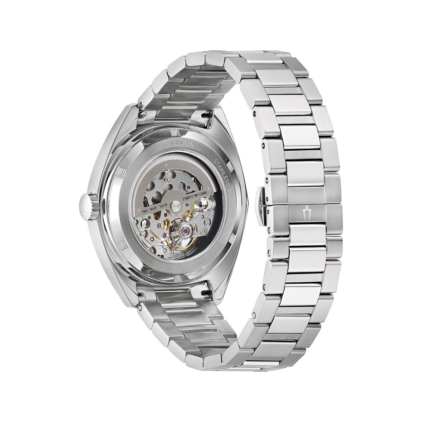 Bulova Uhr, Edelstahl, Automatikwerk, transparentes Zifferblatt, Armband