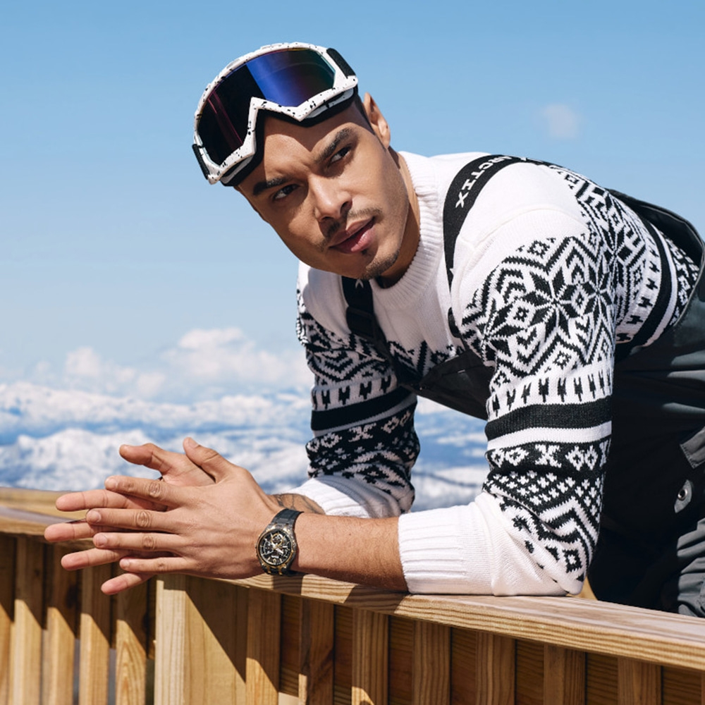 98A328 Herrenuhr Gummiband (Urethan) schwarz Ø 44 mm