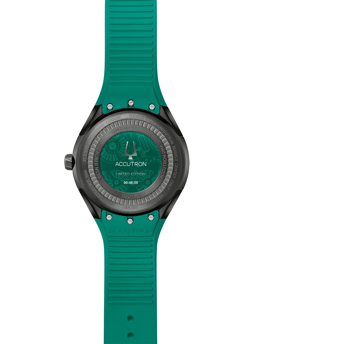 Accutron Uhr, Limited Edition, grün, Edelstahl, Elektrostatik, 00:46:50