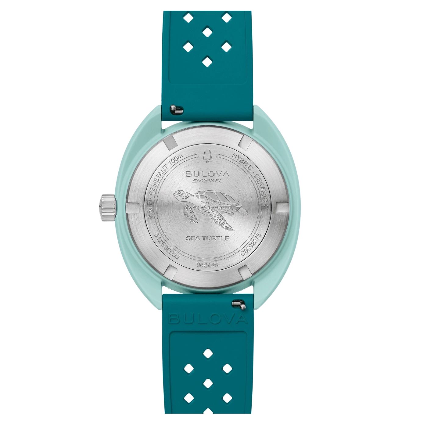 Bulova Uhr, Meeresschildkröte, blaues Armband, wasserdicht, Hybrid-Keramik, Snorkel