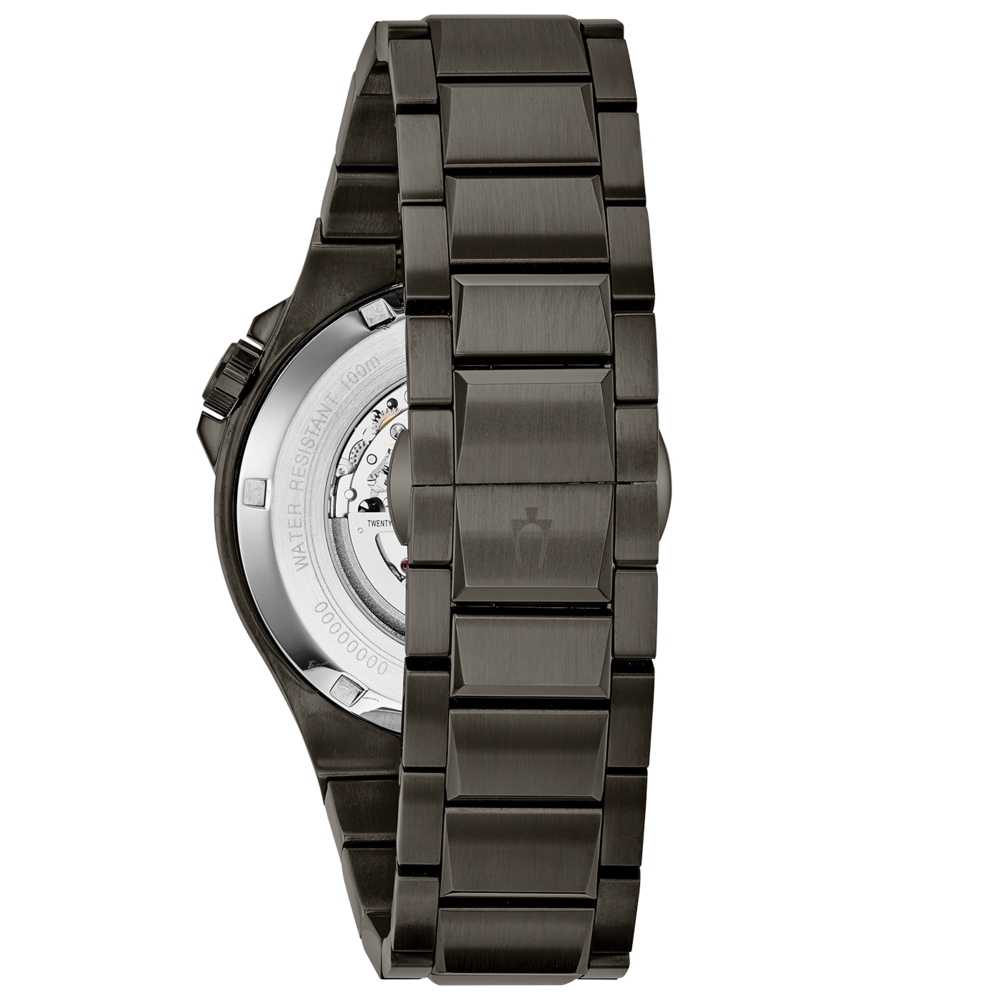 Schwarze Uhr mit Metallarmband, Nahaufnahme, Detail, elegant, modern, stilvoll
