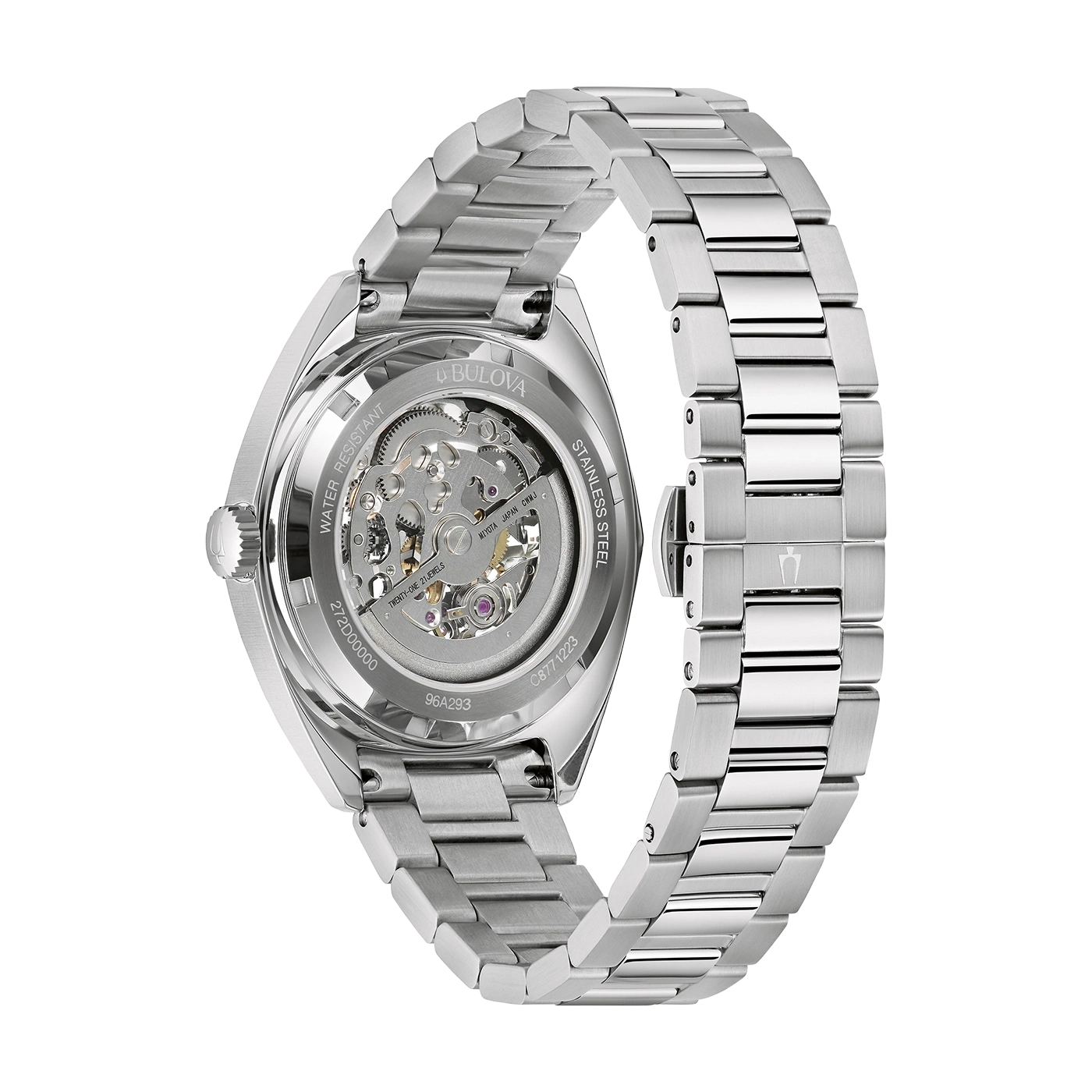 Bulova Uhr, Edelstahl, wasserdicht, skelettiert, japanisches Uhrwerk, 21 Steine, C8771223