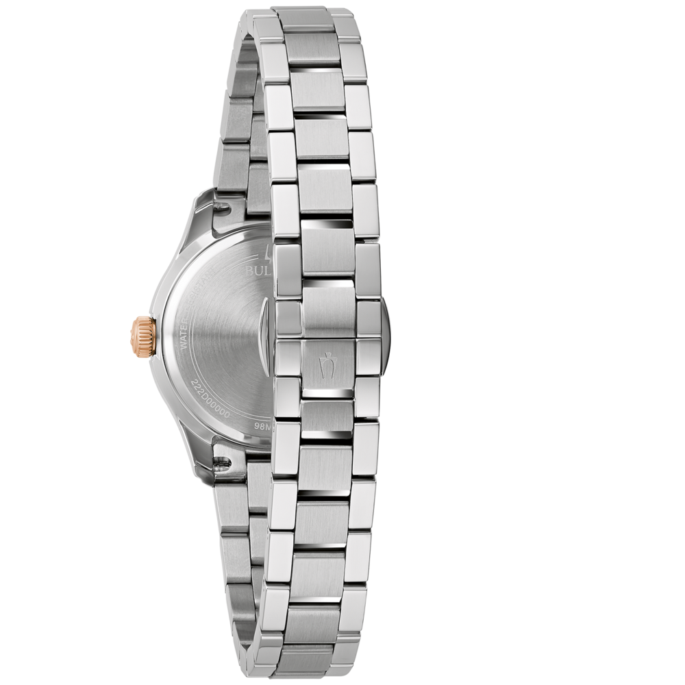 Uhr mit Metallarmband, Detailaufnahme, silberfarben, roségoldfarben, Nahaufnahme