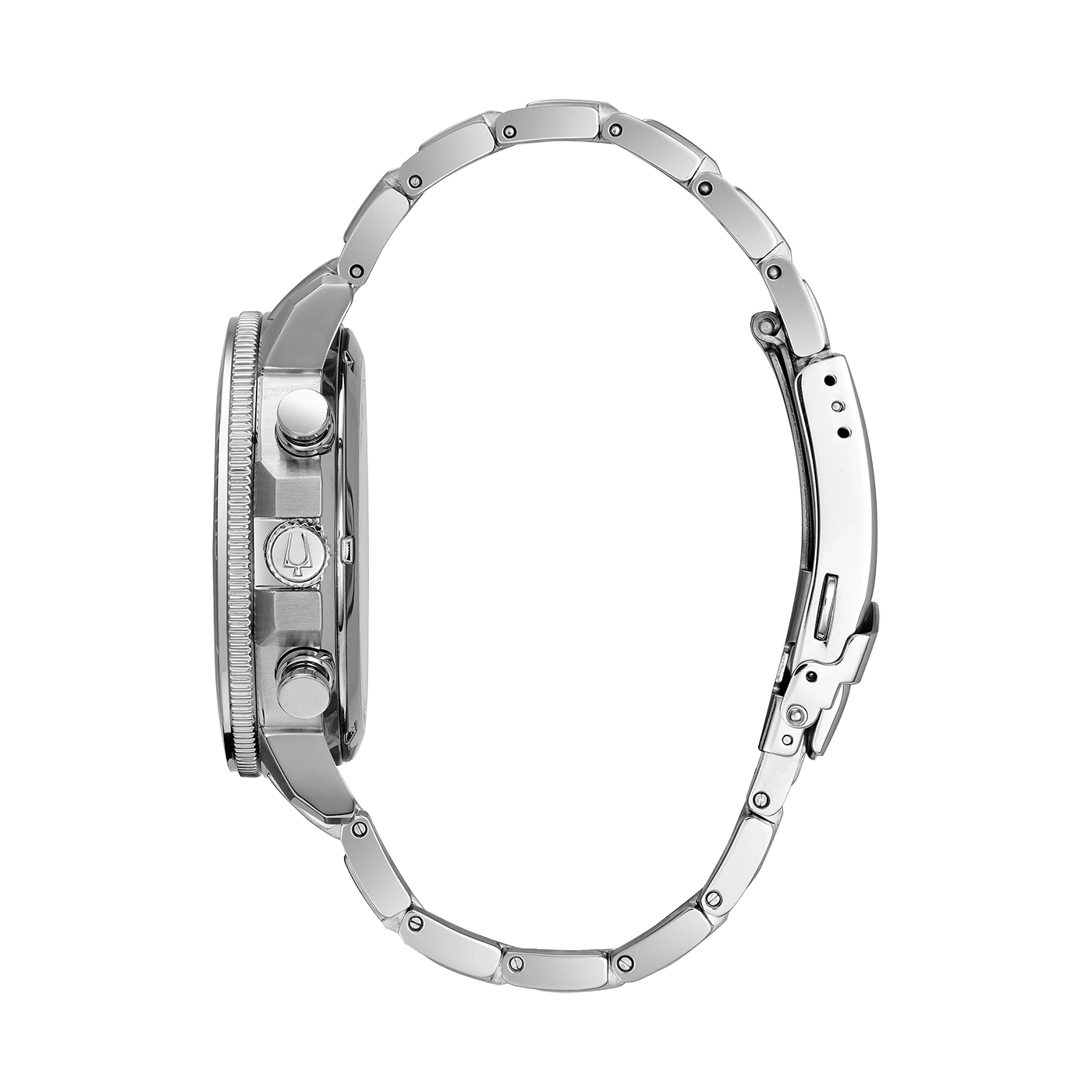 Uhr, silbernes Armband, Detailaufnahme, Seitenansicht, schwarzer Hintergrund, Accessoire, Mode