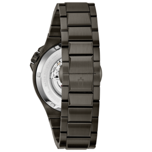 Schwarze Uhr mit Metallarmband, Nahaufnahme, Detail, elegant, modern, stilvoll