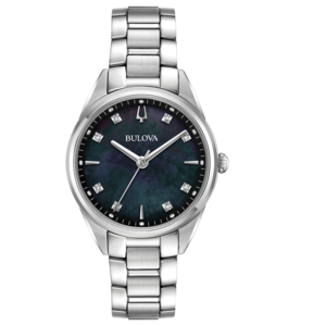 Bulova Damenuhr mit Diamanten und Edelstahlarmband, elegantes Design