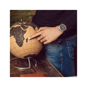 96B251 Herrenuhr Leder Silberfarben Ø 45 mm