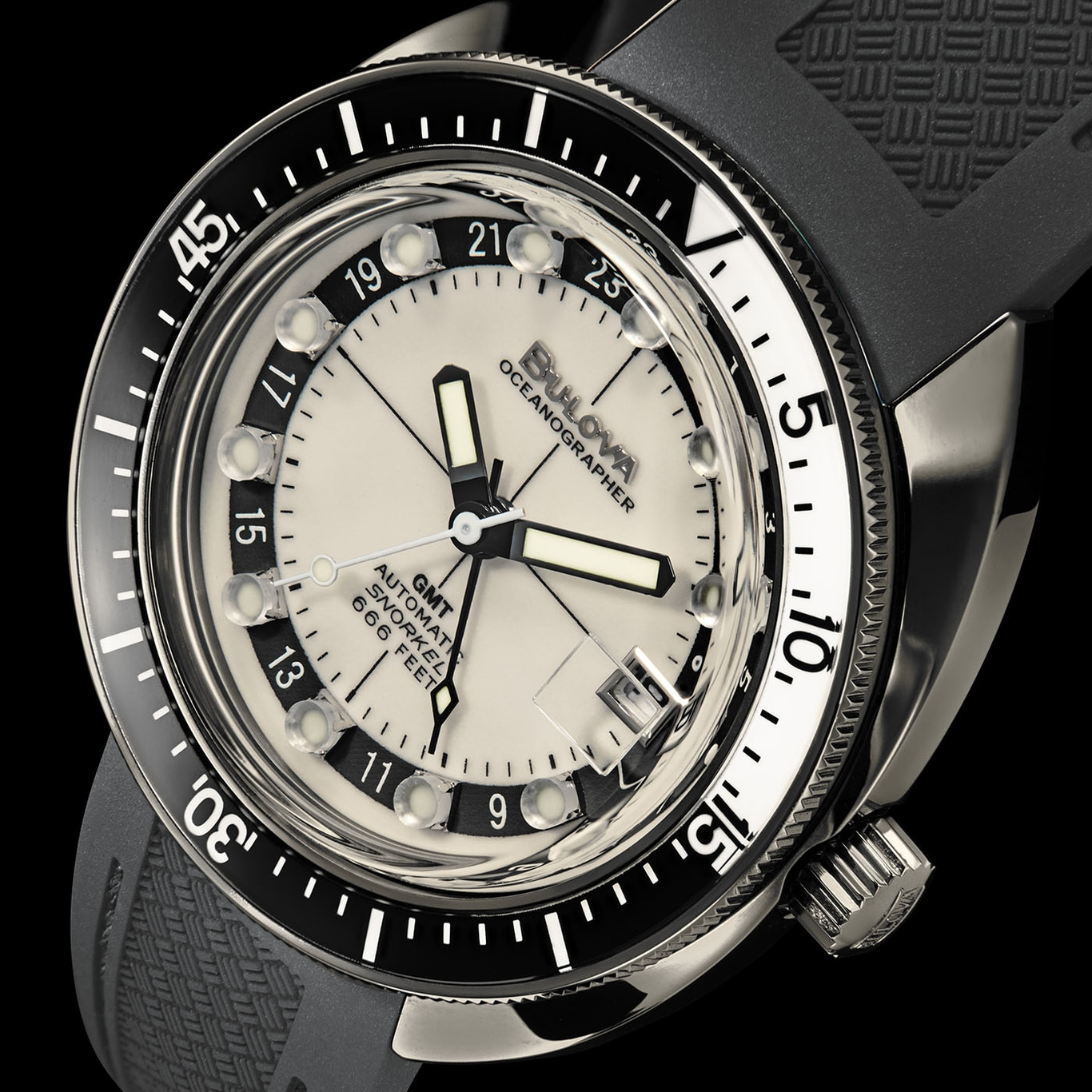 Bulova Oceanographer Uhr, GMT, Automatik, Snorkel, 666 Feet, Taucheruhr, schwarz