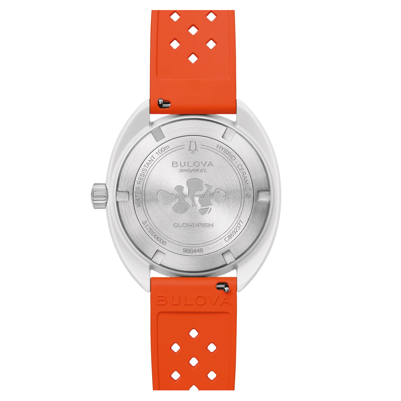 Bulova-Uhr, orangefarbenes Armband, Clownfisch-Design, wasserdicht, Hybrid-Keramik, Snorkel