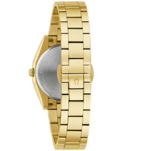 Goldene Uhr mit Metallarmband, Detailaufnahme, Nahaufnahme, glänzend