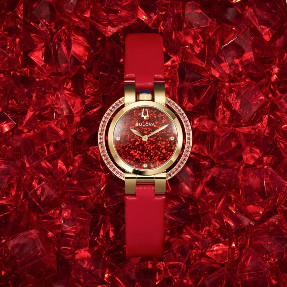 97R105 Damenuhr Leder rot Ø 30,5 mm