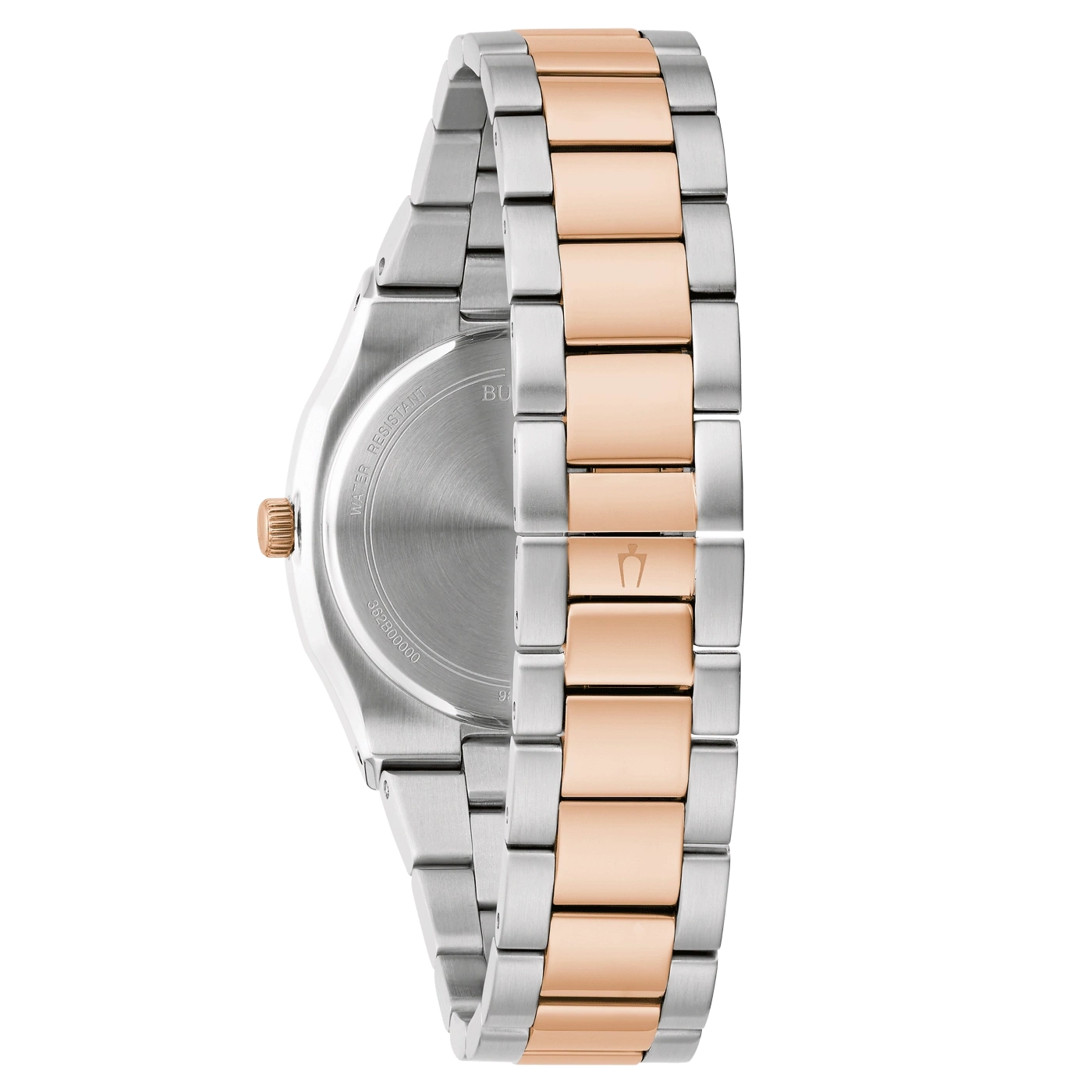 Uhr mit silbernem und roségoldfarbenem Armband, Detailaufnahme, Nahaufnahme
