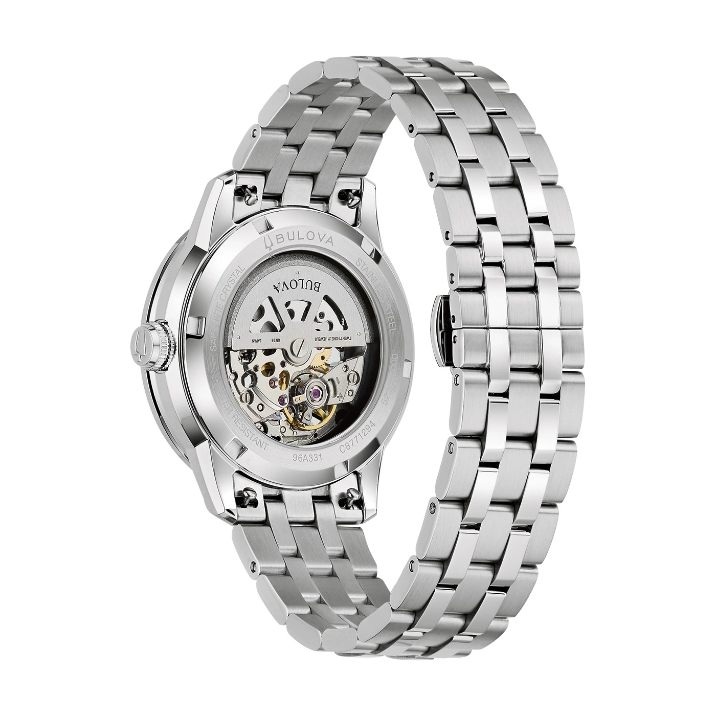 Bulova Uhr, Edelstahl, Saphirglas, wasserdicht, Automatikwerk, transparent