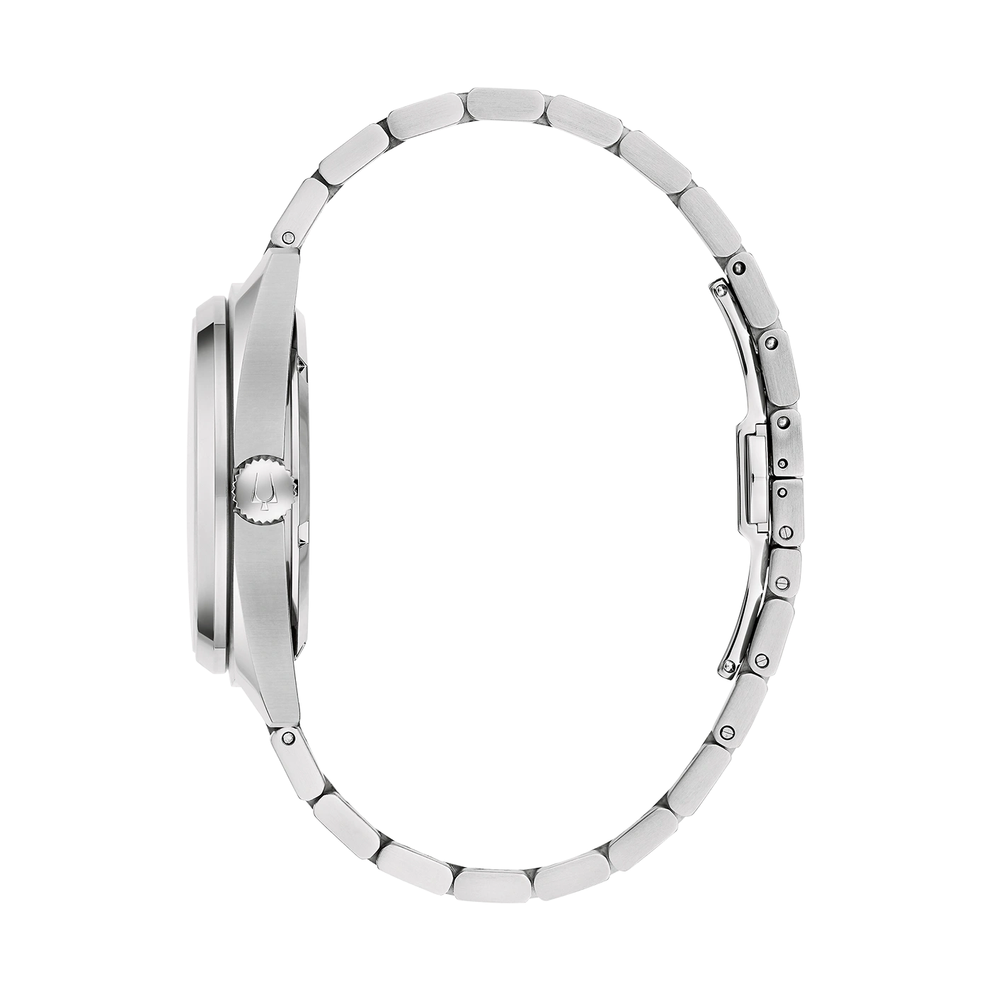 Silberne Uhr mit Armband, Seitenansicht, Detailaufnahme, elegant, modern, Accessoire