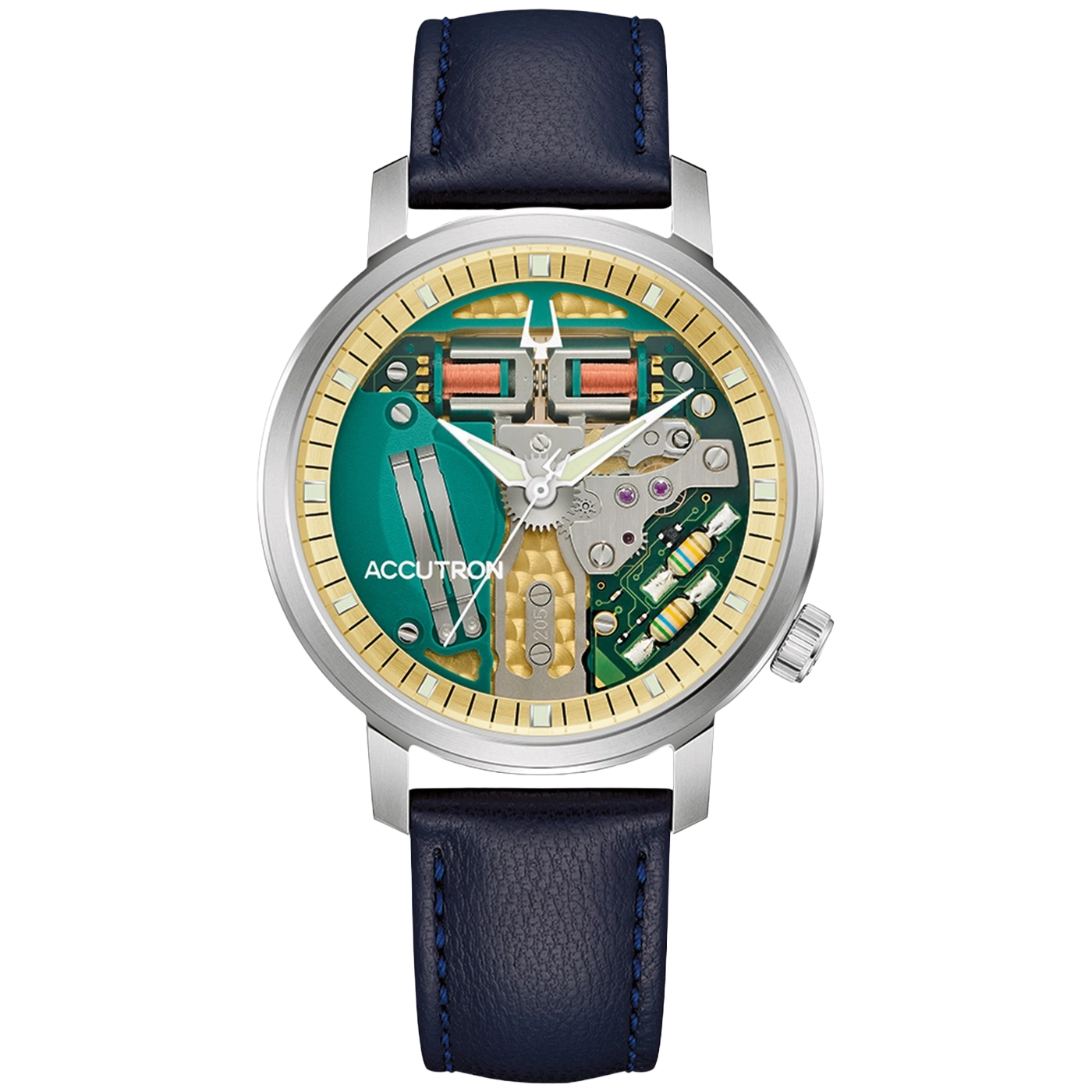 26A213 Herrenuhr Leder Grün Ø 39 mm