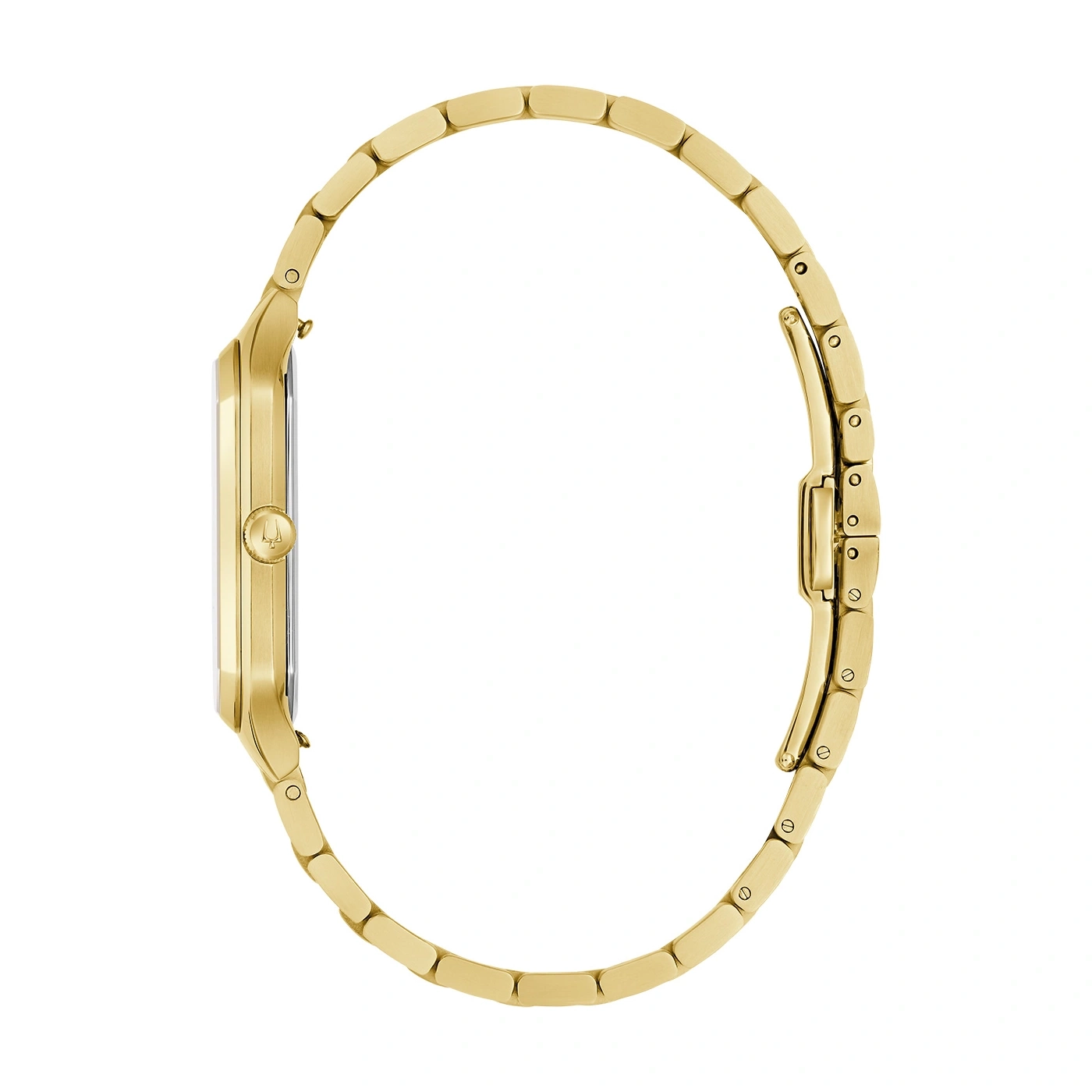 Goldene Damenuhr, Seitenansicht, Armband, elegantes Design, Accessoire, Mode, Schmuck