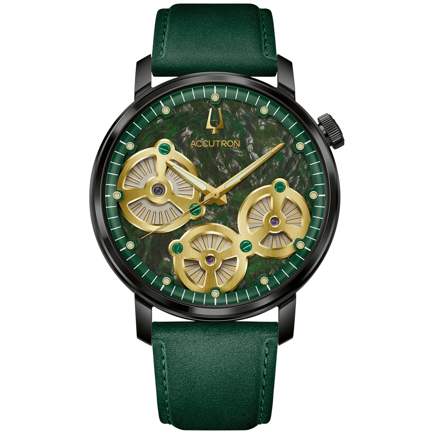 28A210 Herrenuhr Leder Grün Ø 43,5 mm